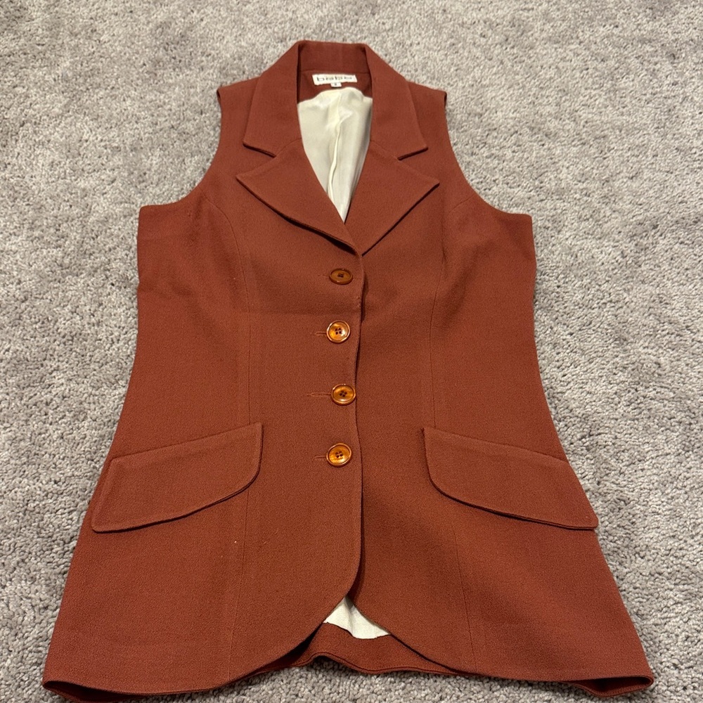 bebe Brown Vest with Button Details